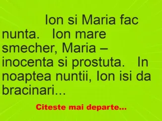 Banc: 
                    Ion si Maria fac nunta.


Ion mare smecher, Maria –…