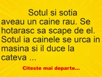 Banc: 
                    Sotul si sotia aveau un caine rau. Se hotarasc sa scape de …