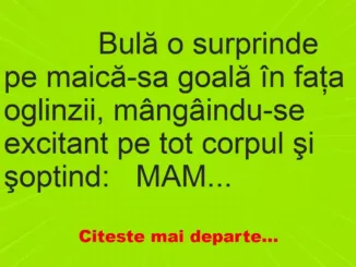 Banc: 
                    Bulă o surprinde pe maică-sa goală în faţa oglinzii,…