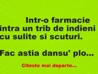 Banc: 
                    Intr-o farmacie intra un trib de indieni cu sulite si…