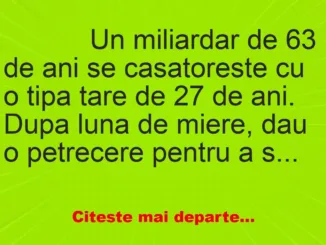 Banc: 
                    Un miliardar de 63 de ani se casatoreste cu o tipa tare de …