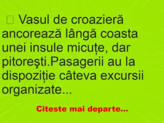 Banc: Vasul de croazieră ancorează lângă coasta unei insule micuţe – …