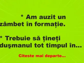 Banc: 
                    * Am auzit un zâmbet în formaţie.


* Trebuie să…