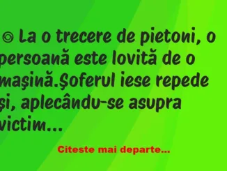 Banc: La o trecere de pietoni, o persoană este lovită de o maşină. – …