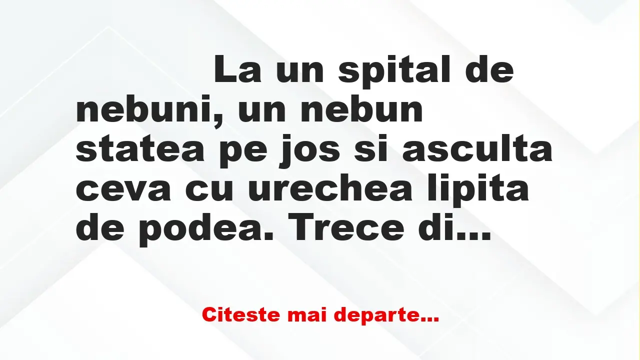 Banc: 
                    La un spital de nebuni, un nebun statea pe jos si asculta…