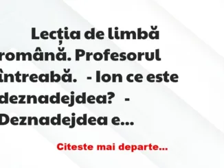 Banc: 
                    Lecția de limbă română. Profesorul întreabă.


– Ion…