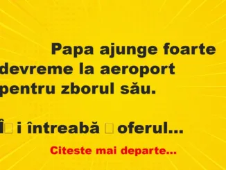 Banc: 
                    Papa ajunge foarte devreme la aeroport pentru zborul…