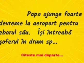 Banc: 
                    Papa ajunge foarte devreme la aeroport pentru zborul…