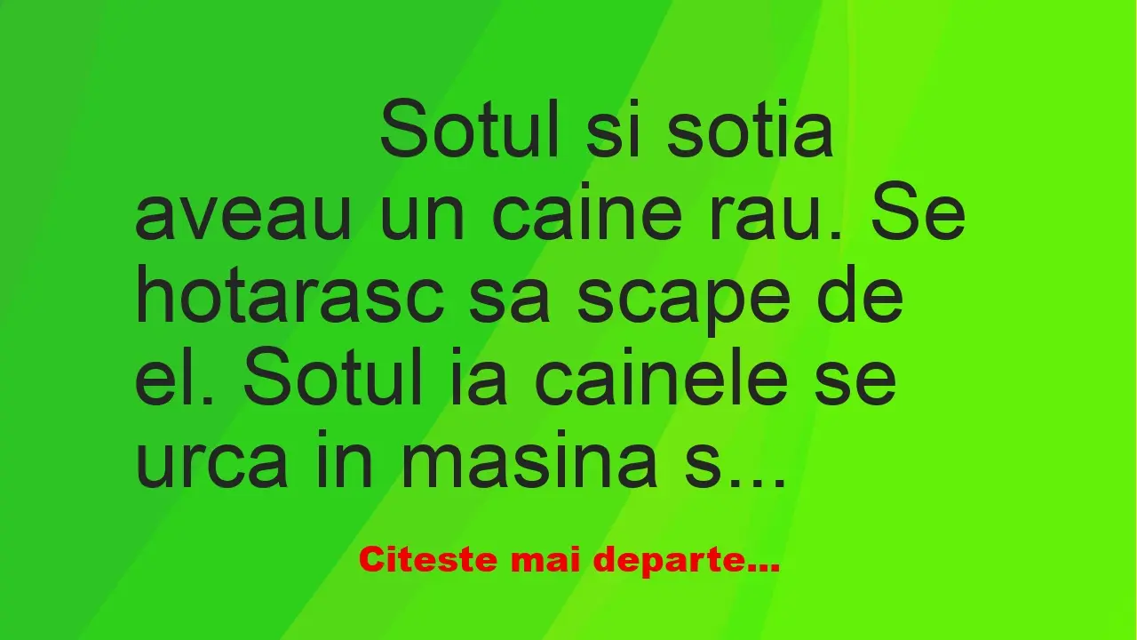 Banc: 
                    Sotul si sotia aveau un caine rau. Se hotarasc sa scape de …