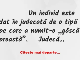 Banc: 
                    Un individ este dat în judecată de o tipă pe care…