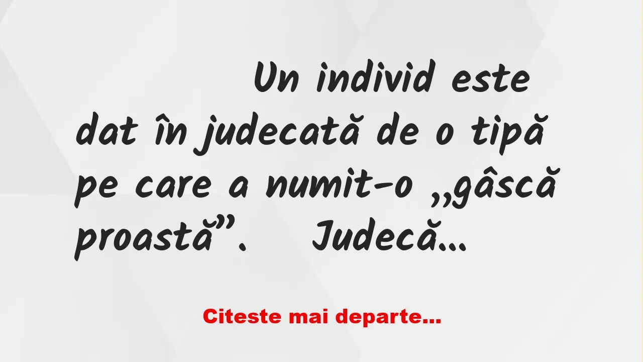 Banc: 
                    Un individ este dat în judecată de o tipă pe care…