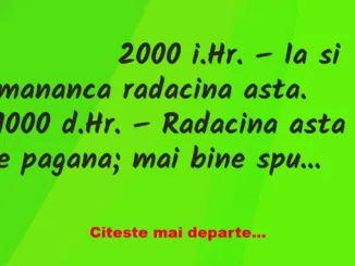 Banc: 
                    2000 i.Hr. – Ia si mananca radacina asta….