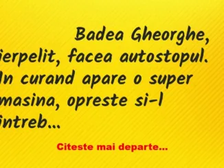 Banc: 
                    Badea Gheorghe, jerpelit, facea autostopul….