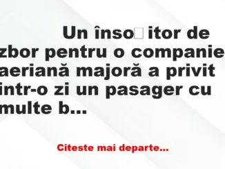 Banc: 
                    Un însoțitor de zbor pentru o companie aeriană…