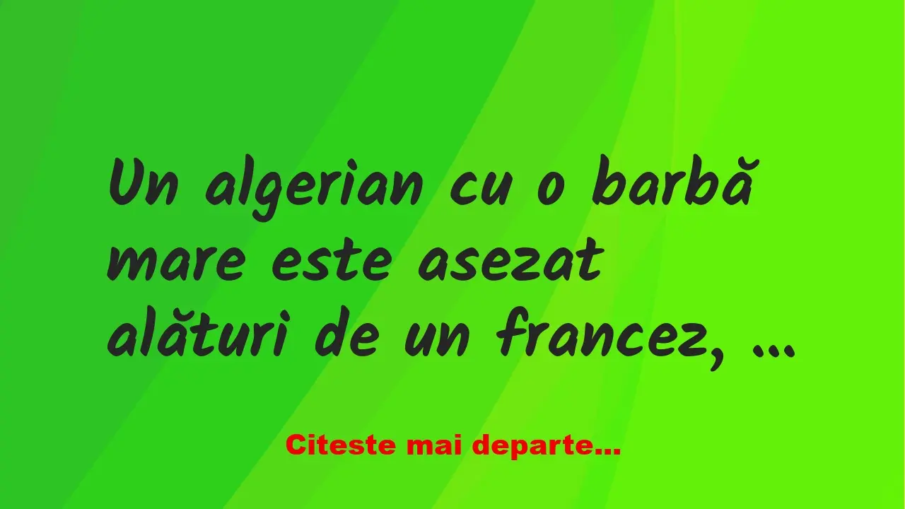 Banc: Un algerian cu o barbă mare este asezat alături de un francez, într-un…