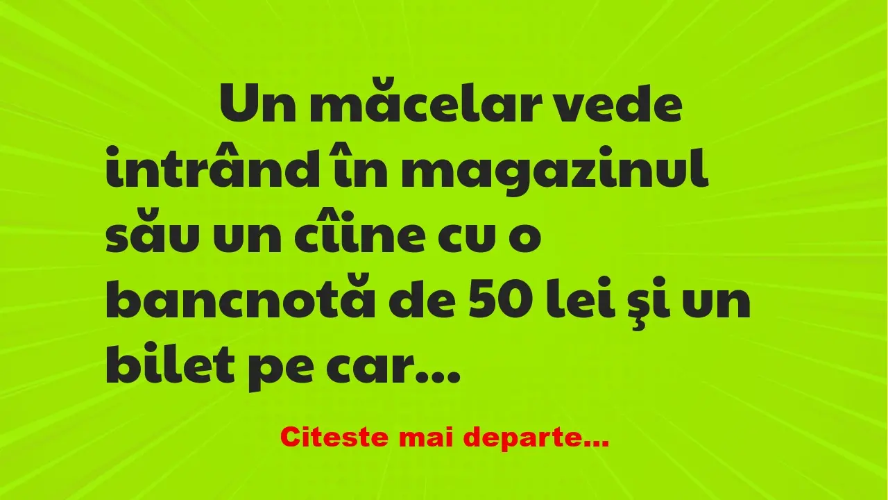 Banc: 
                    Un măcelar vede intrând în magazinul său un cîine…