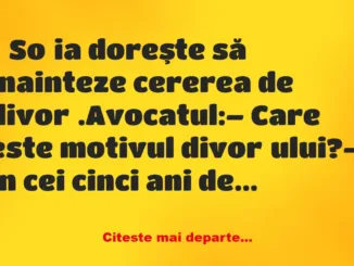 Banc: Soţia doreşte să înainteze cererea de divorţ –