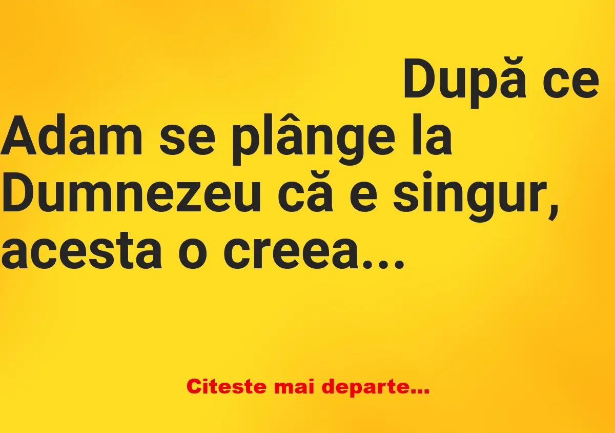 Banc: Adam: – Doamne, ființa pe care ai creat-o pentru mine are un corp…