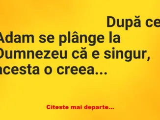 Banc: Adam: – Doamne, ființa pe care ai creat-o pentru mine are un corp…