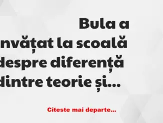 Banc: Bula a învățat la scoală despre diferență dintre teorie și practica…