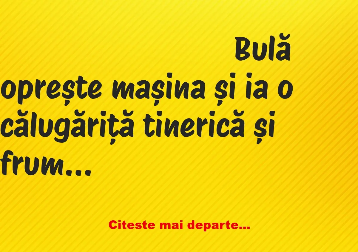 Banc: Bulă oprește mașina și ia o călugăriță tinerică și frumoasă, care…