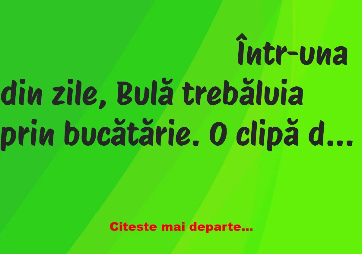 Banc: Bulă trebăluia prin bucătărie, când deodată se taie la deget