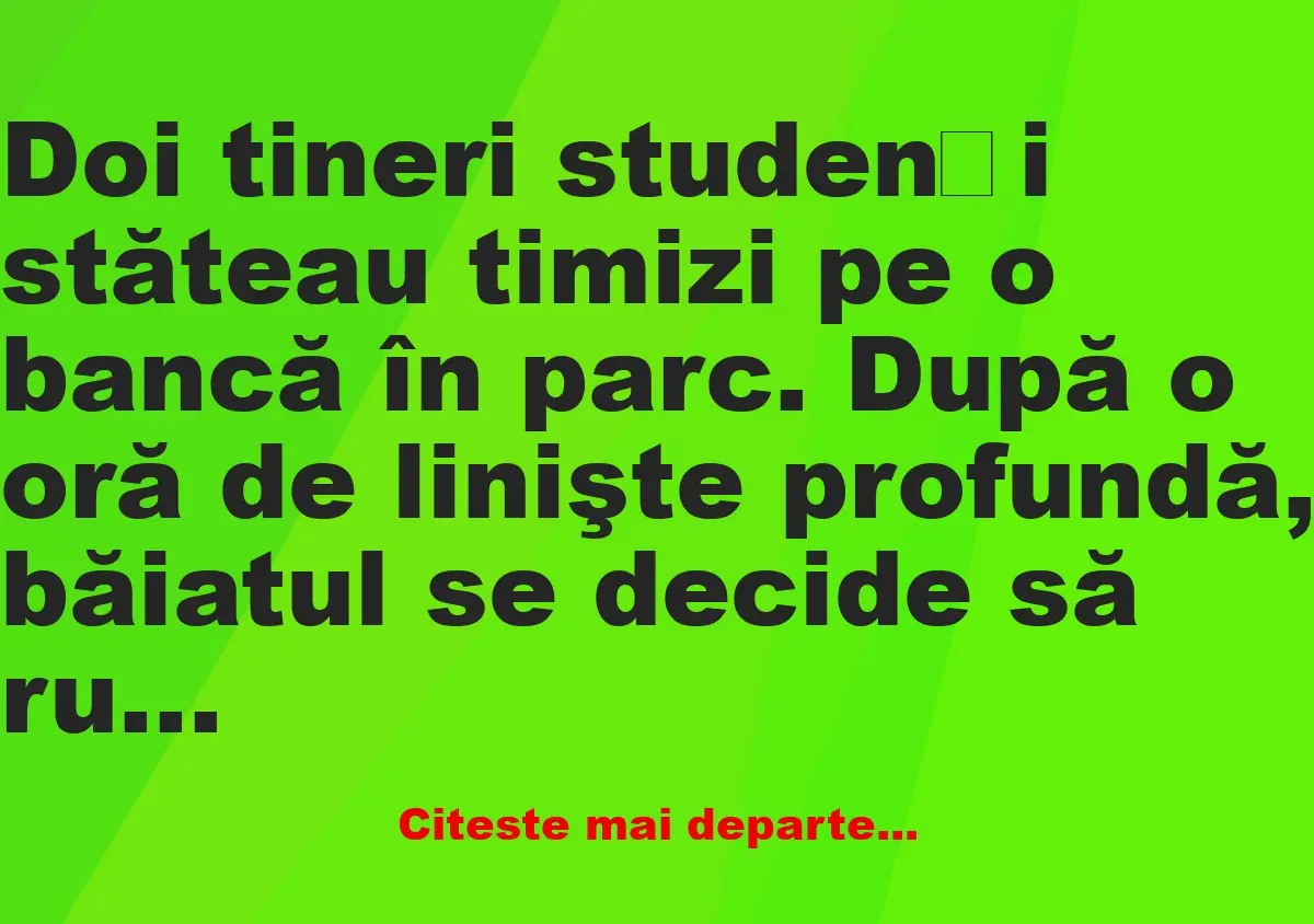 Banc: Doi tineri studenți stăteau timizi pe o bancă