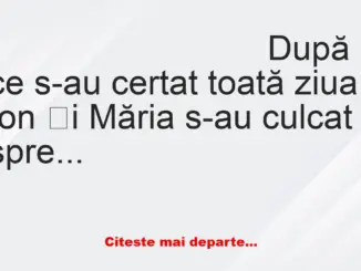 Banc: După ceartă, Ion: – Marie, iartă-mă, am fost și eu furios