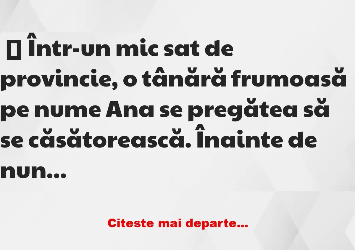 Banc: Într-un mic sat de provincie, o tânără frumoasă… –