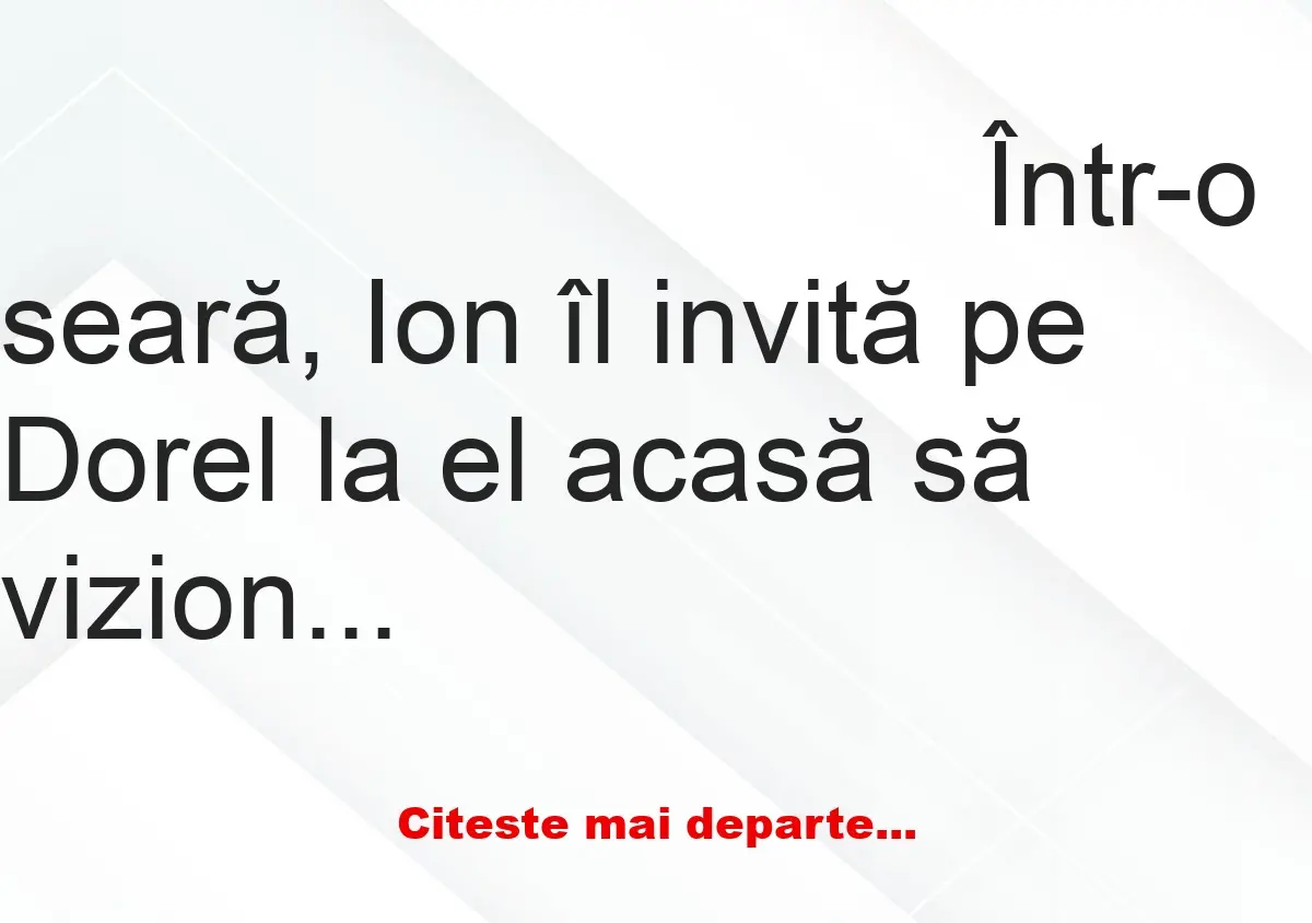 Banc: Ion și Dorel se uită la fotbal împreună