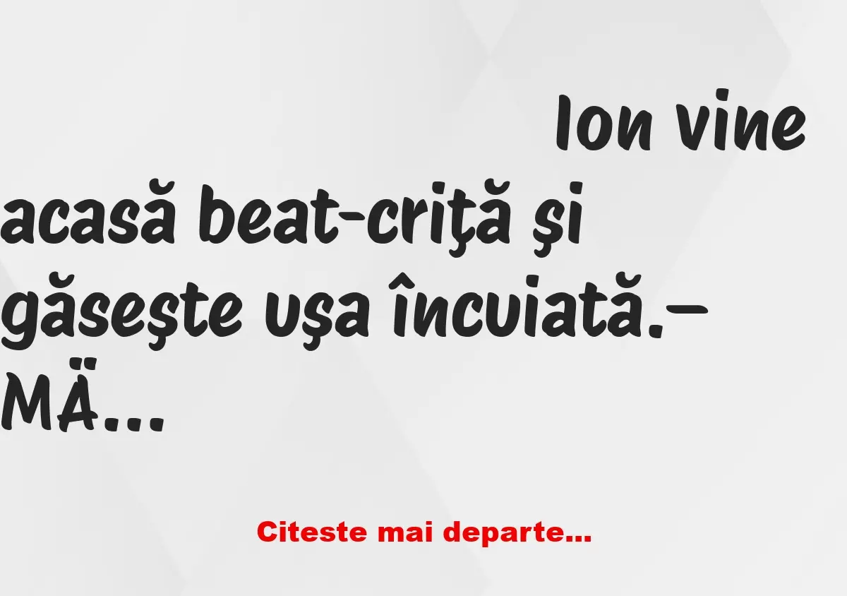 Banc: Ion si Gheorge: – Ba, Ioane. Care e pluralul la “o bere”?