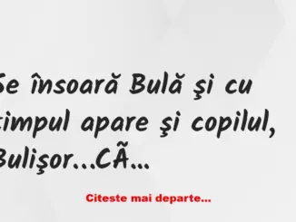 Banc: Se însoară Bulă şi cu timpul apare şi copilul, Bulişor…