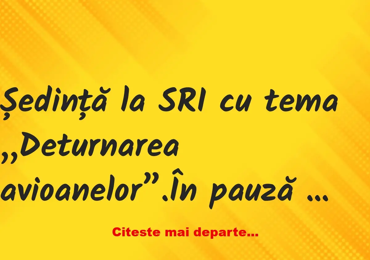 Banc: Ședință la SRI cu tema „Deturnarea avioanelor”. În pauză agenții…