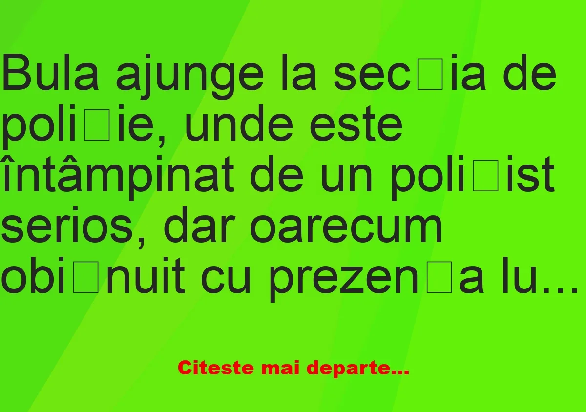 Banc: Bula ajunge la secția de poliție –