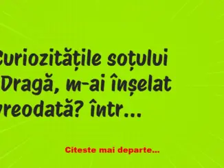 Banc: Curiozitățile soțului: -Dragă, m-ai înșelat vreodată?