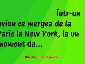 Banc: Într-un avion ce mergea de la Paris la New York, la un moment dat la…