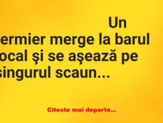 Banc: Într-un bar, un fermier comandă o șampanie și se așează lângă o tipă