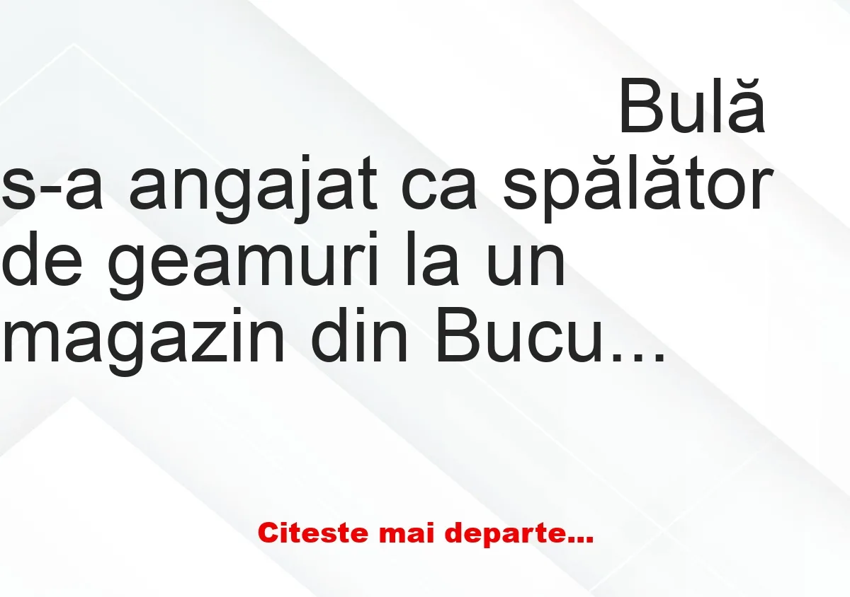 Banc: Bulă are un nou job: spălător de geamuri la un magazin din București