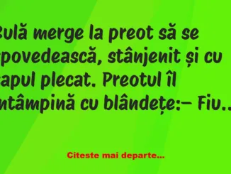 Banc: Bulă merge la preot să se spovedească –