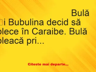 Banc: Bulă și Bubulina decid să plece în Caraibe. Bulă pleacă primul