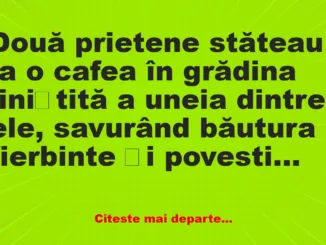 Banc: Două prietene stăteau la o cafea în grădina –