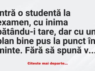 Banc: Intră o studentă la examen –