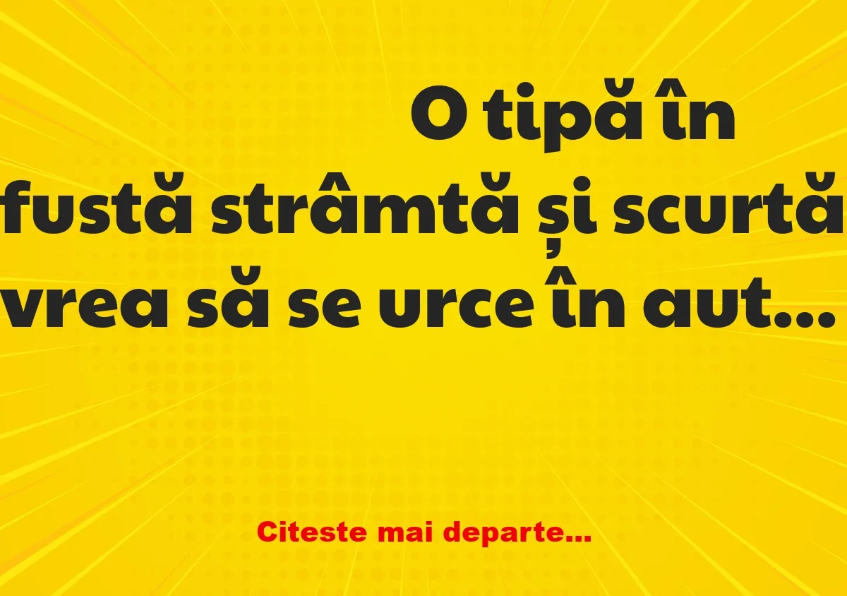 Banc: O tipă în fustă strâmtă și scurtă vrea să se urce în autobuz