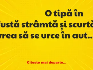 Banc: O tipă în fustă strâmtă și scurtă vrea să se urce în autobuz