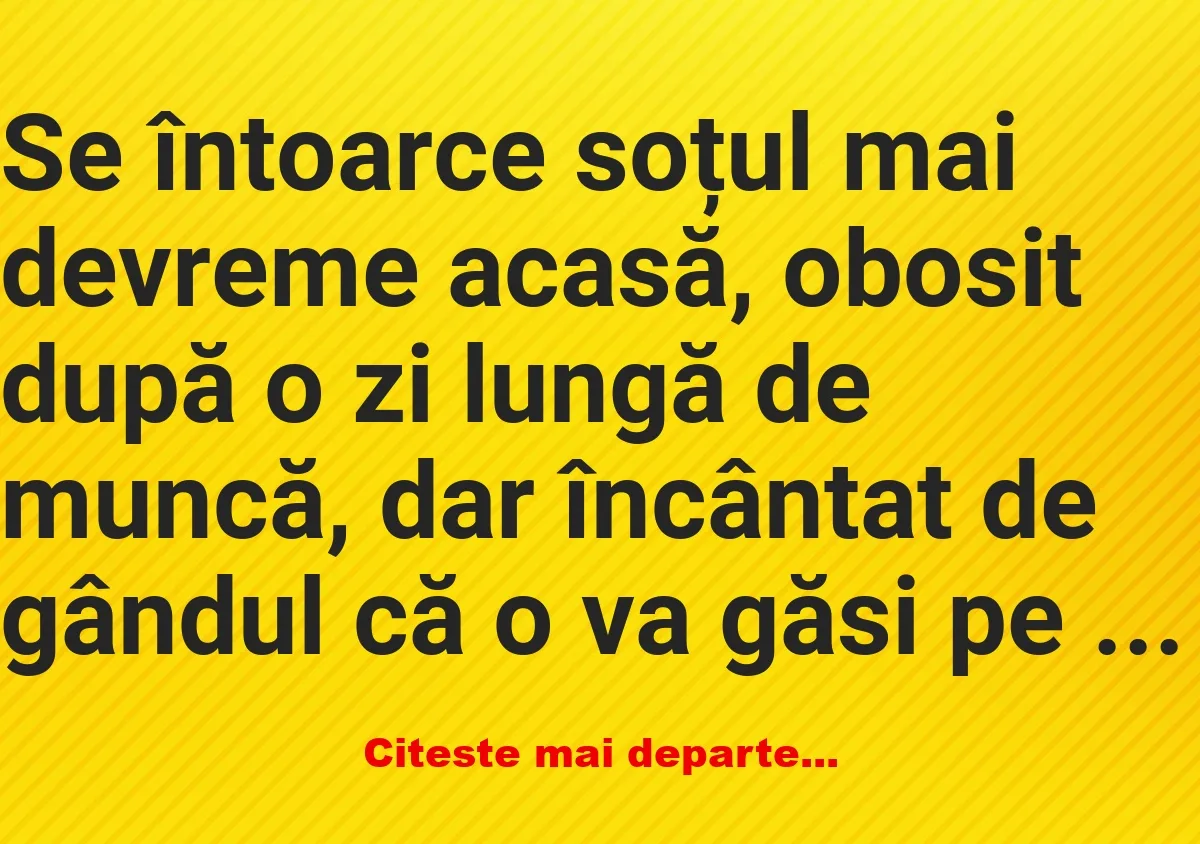 Banc: Se întoarce soțul mai devreme acasă –