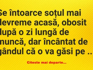 Banc: Se întoarce soțul mai devreme acasă –