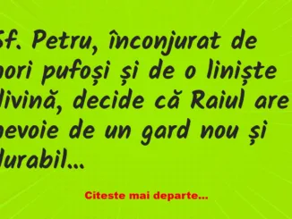 Banc: Sf. Petru, înconjurat de nori pufoși și de o liniște divină -…