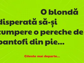 Banc: O blondă vrea pantofi din piele de crocodil: Îmi iau o puşcă şi..