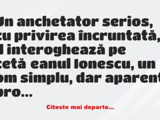 Banc: Un anchetator serios, cu privirea încruntată –