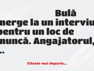 Banc: Angajatorul, dorind să îi testeze logica lui Bulă, îi pune câteva…